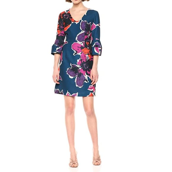 Trina Turk Blue Floral Dress sz 12 - Picture 1 of 12